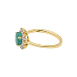 Natural Round Cut Emerald Gemstone and Diamond 14k Yellow Gold Ring For Womens