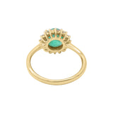 Natural Round Cut Emerald Gemstone and Diamond 14k Yellow Gold Ring For Womens