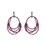 Trendy Natural Ruby Gemstone and Diamond 925 Sterling Silver Drop Earring