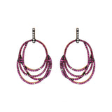 Trendy Natural Ruby Gemstone and Diamond 925 Sterling Silver Drop Earring