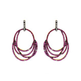 Trendy Natural Ruby Gemstone and Diamond 925 Sterling Silver Drop Earring