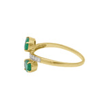 Bypass Natural Oval Emerald Oval Cut Gemstone and Diamond 18k Yellow Gold Ring For Womens
