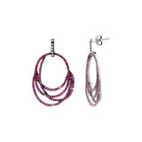 Trendy Natural Ruby Gemstone and Diamond 925 Sterling Silver Drop Earring