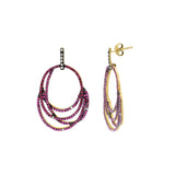 Trendy Natural Ruby Gemstone and Diamond 925 Sterling Silver Drop Earring