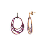 Trendy Natural Ruby Gemstone and Diamond 925 Sterling Silver Drop Earring