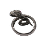Snake Design Precious Ruby Gemstone and Diamond 925 Sterling Silver Black Rhodium Ring