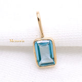 Natural Blue Topaz Gemstone 14k Yellow Gold Pendant
