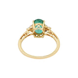 Handmade Natural Oval Cut Emerald Gemstone and Diamond Ring In 14k Yellow Gold