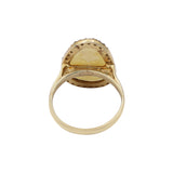 Natural Yellow Sapphire Gemstone and Diamond 925 Sterling Silver Gold Plated Ring