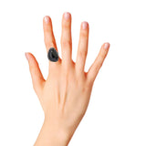 Natural Black Onyx and Diamond 925 Sterling Silver Gold Plated Ring