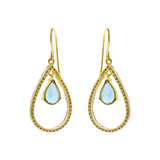 Natural Blue Topaz Gemstone and Blue Diamond 925 Sterling Silver Gold Plated Trendy Earring