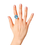 Natural Blue Topaz Gemstone and Diamond 925 Sterling Silver Ring