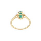 Natural Oval Cut Emerald Gemstone and Diamond 14k Yellow Gold Ring For Womens