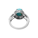 Natural Turquoise Gemstone and Diamond 925 Sterling Silver Ring