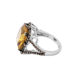 Natural Citrine Gemstone and Diamond 925 Sterling Silver Designer Ring