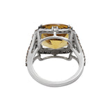 Natural Citrine Gemstone and Diamond 925 Sterling Silver Designer Ring
