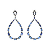 Natural Blue Sapphire Gemstone with Diamond 925 Sterling Silver Gold Plated Silver Earring