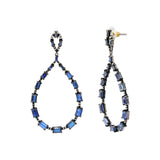 Natural Blue Sapphire Gemstone with Diamond 925 Sterling Silver Gold Plated Silver Earring