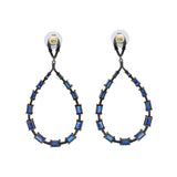 Natural Blue Sapphire Gemstone with Diamond 925 Sterling Silver Gold Plated Silver Earring