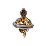 Snake Ruby and Polki Diamond 925 Sterling Silver Black Rhodium Gold Plated Ring