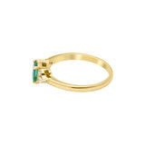 Natural Rectangle Cut Emerald Gemstone & Diamond 14k Yellow Gold Handmade Ring For Womens