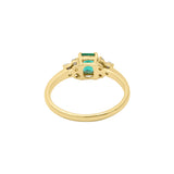Natural Rectangle Cut Emerald Gemstone & Diamond 14k Yellow Gold Handmade Ring For Womens
