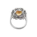 Natural Citrine Oval Cut Gemstone & Diamond 925 Sterling Silver Ring