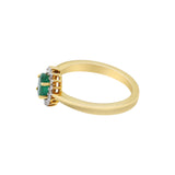 Natural Oval Cut Emerald Gemstone & Diamond 14k Yellow Gold Birthstone Ring For Womens