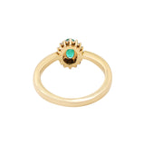 Natural Oval Cut Emerald Gemstone & Diamond 14k Yellow Gold Birthstone Ring For Womens