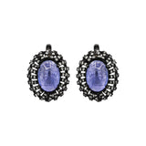 Natural Tanzanite and Diamond Earring Pendant 925 Silver Gold Plated Set