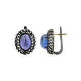 Natural Tanzanite and Diamond Earring Pendant 925 Silver Gold Plated Set