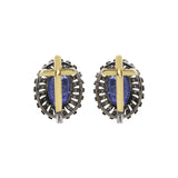 Natural Tanzanite and Diamond Earring Pendant 925 Silver Gold Plated Set