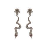 Snake Diamond and Natural Ruby Gemstone 925 Sterling Silver Drop Dangle Earring