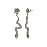 Snake Diamond and Natural Ruby Gemstone 925 Sterling Silver Drop Dangle Earring