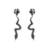 Snake Diamond and Natural Ruby Gemstone 925 Sterling Silver Drop Dangle Earring