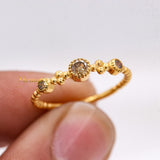 Natural Diamond 925 Sterling Silver Beaded Ring