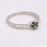Natural Green Tourmaline 925 Sterling Silver Plain Ring