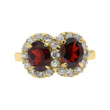 Garnet Cubic Zircon Gold Plated Silver Ring