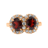 Garnet Cubic Zircon Gold Plated Silver Ring