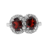 Garnet Cubic Zircon Gold Plated Silver Ring