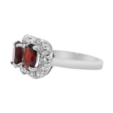 Garnet Cubic Zircon Gold Plated Silver Ring