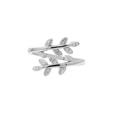 Leaf design Cubic Zircon 925 Silver Gold Plated Adjustable Ring