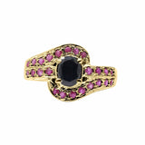 Black Onyx and Ruby 925 Sterling Silver Ring