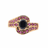 Black Onyx and Ruby 925 Sterling Silver Ring