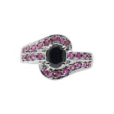 Black Onyx and Ruby 925 Sterling Silver Ring
