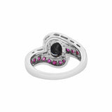 Black Onyx and Ruby 925 Sterling Silver Ring