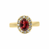 Garnet and Cubic Zircon 925 Gold Plated Silver Ring