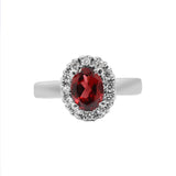 Garnet and Cubic Zircon 925 Gold Plated Silver Ring