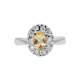 Lemon Quartz and Cubic Zircon 925 Sterling Silver Ring