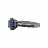 Blue Sapphire 925 Sterling Silver Handmade Black Rhodium Ring